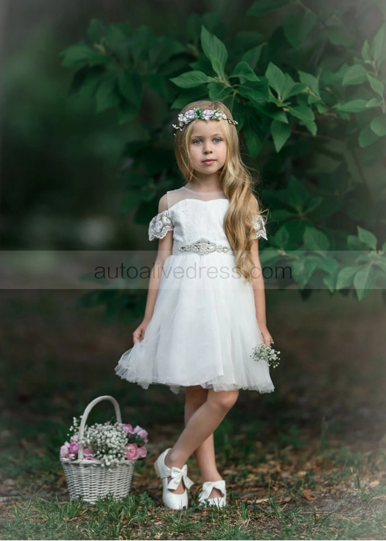 Cold Shoulder Lace Tulle Stunning Flower Girl Dress Cold Shoulder Lace Tulle Stunning Flower Girl Dress